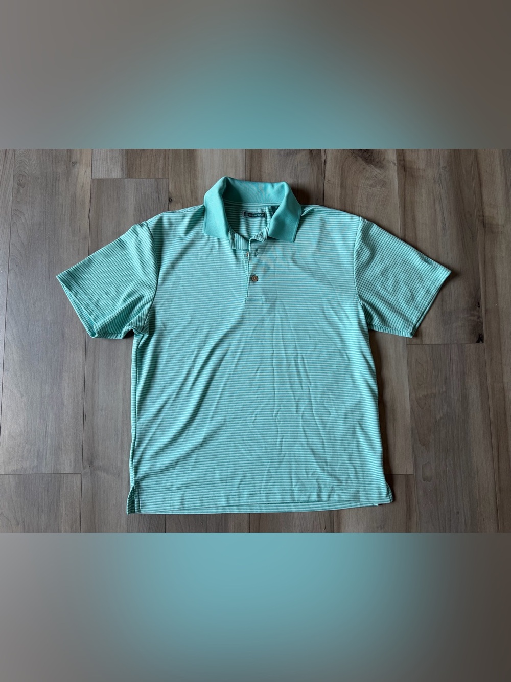 Men's Mint Green Striped Golf Polo Shirt
